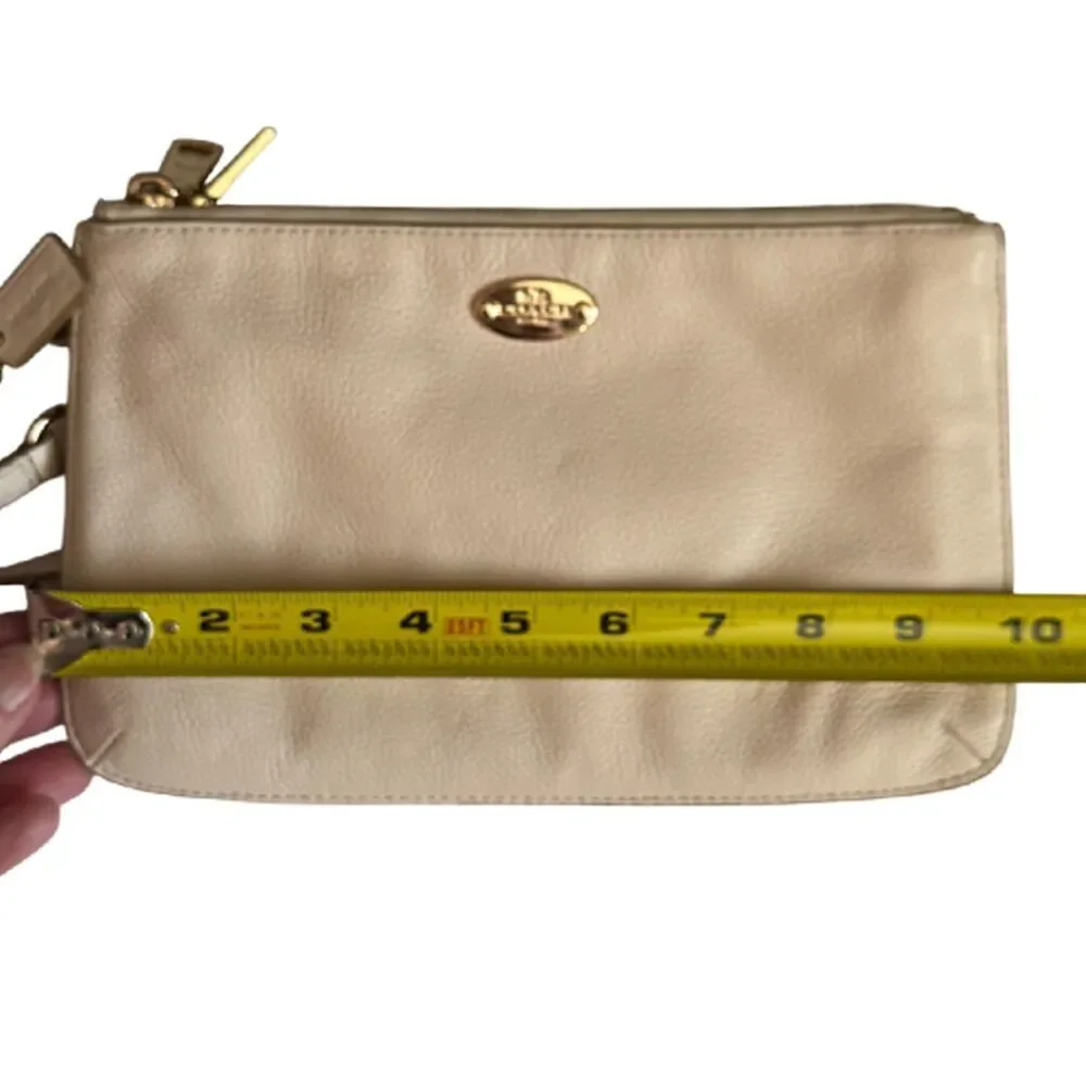 Coach Ivory Pebble Grain Leather Small Crossbody Clutch
